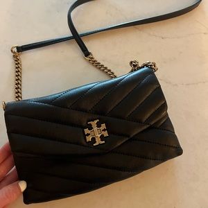 Tory Burch Chevron Quilted Leather wallet on chain